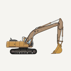 Construction Excavator Machine Digital Illustration For Your Projects