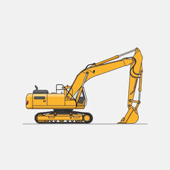 Construction Excavator Machine Graphic Illustration Industrial Heavy Equipment