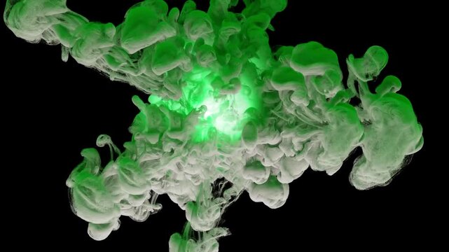 Fresh green smoke creates an abstract lettuce leaf background on black video HD.