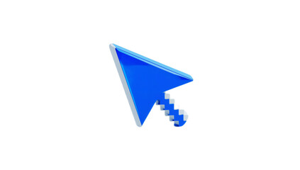 Vibrant Blue Cursor Arrow with a Sleek Modern Design on a White Background