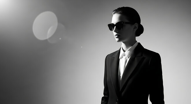 Businessman Wearing Sunglasses in Black and White