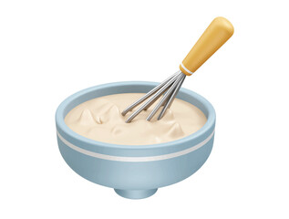 Mixing Batter Bowl Whisk icon 3d render illustration 