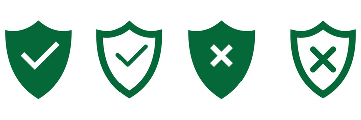 Obraz premium Shield check mark icon or security shield protection icon with tick symbol. green security shield icon