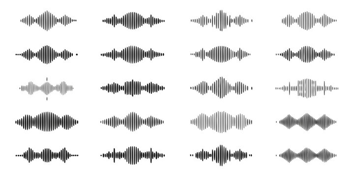 Collection of grayscale waveform illustrations arranged in a grid pattern