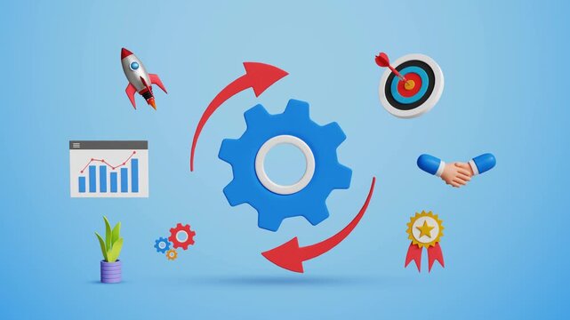 Business Improvement Process Concept. Restructuring, Transformation, Enhance Efficiency, Effectiveness, Implement New Process, Updates , Maintenance. Business Improvement Process. 3D Video