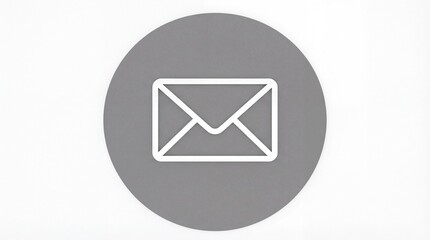 Email icon on gray circle background for contact information.