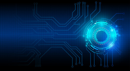 Futuristic Digital Interface with Blue Circuit Elements and Abstract Technology Background