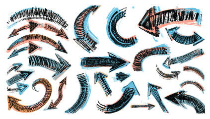 Hand-drawn arrows collection with a grunge texture and vibrant color accents