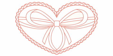 A delicate heart illustration with a bow and intricate lace detailing