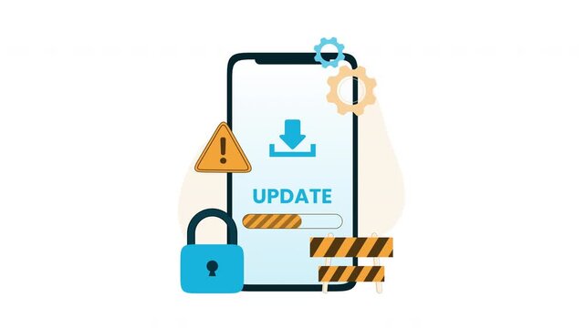 Software update secure lock symbol on smartphone, suitable for technology blog, cybersecurity article, or software update concept.