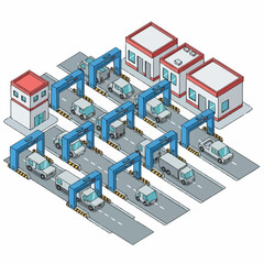 Fototapeta premium Car Inspection Station with Multiple Bays.