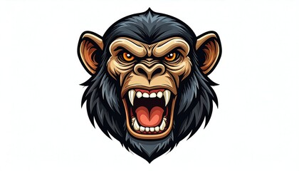 Cartoon-style illustration of an angry ape's head with exposed teeth