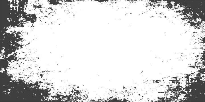 An abstract grunge frame design featuring black ink splashes and splat textures on a dark vector pattern with artistic paint stains and dirty splatter drops for a liquid spray border illustration