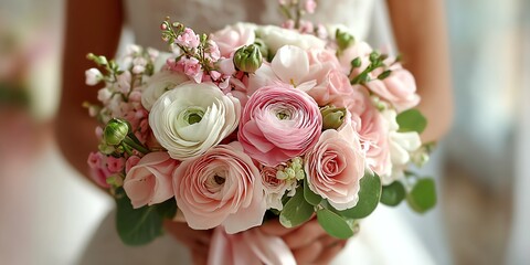 Pink and white wedding bouquet