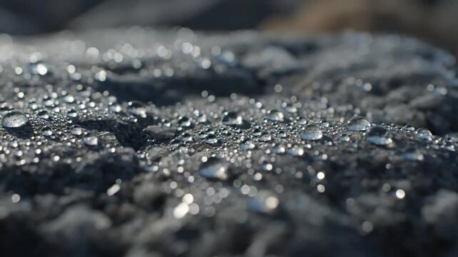 Abstract patterns of damp stone with glistening moisture Overhead, ground level