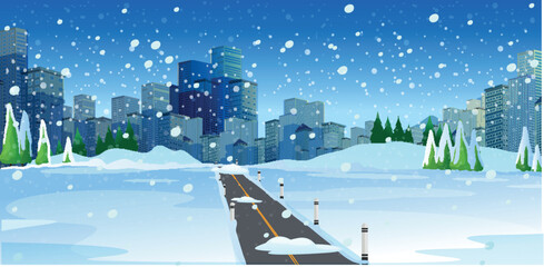 winter landscape with snow