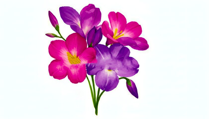 A bouquet of purple crocus flowers in full bloom on a clean white background