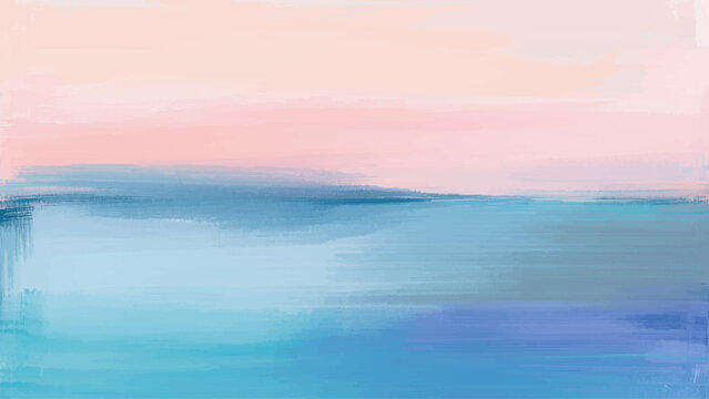 Abstract watercolor painting with blended pink, blue, and teal hues.