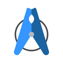 Wooden clothespin laundry clip fastener flat color icon
