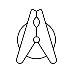 Wooden clothespin laundry clip fastener line art icon
