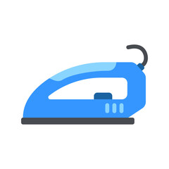 Electric steam iron for garment care flat color icon
