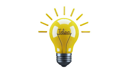 Yellow Light Bulb with 'Idea' Written Inside