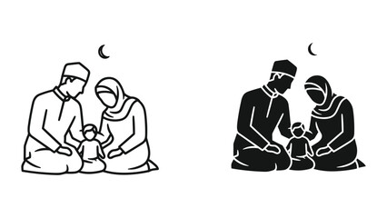 Family bonding under the night sky