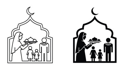 Mother serving food to family during ramadan