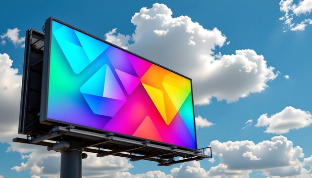 Vivid Digital Billboard Against Bright Blue