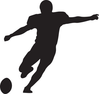 American football kicker or soccer player kicking the ball silhouette, athletic action pose isolated on white , Generative Ai