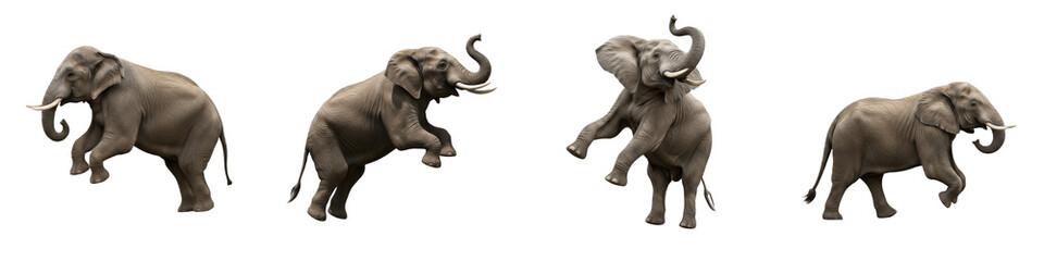 Obraz premium Set of African Elephant Poses and Dynamic Wildlife Action PNG
