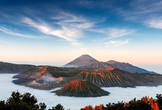 Breathtaking Sunrise over Mount Bromo and Tengger Caldera, East Java
