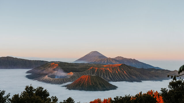 Breathtaking Sunrise over Mount Bromo and Tengger Caldera, East Java