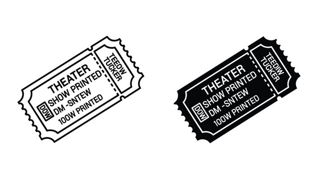 Theater ticket illustration in black and white color