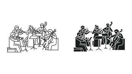 Musicians playing string instruments in a string quartet © vidumaster