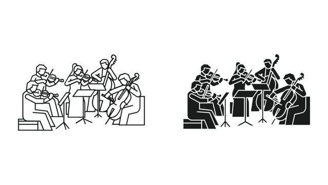 Musicians playing string instruments in a string quartet