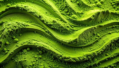 Abstract Green Waves and Ridges with Powdery Texture and Organic Flow