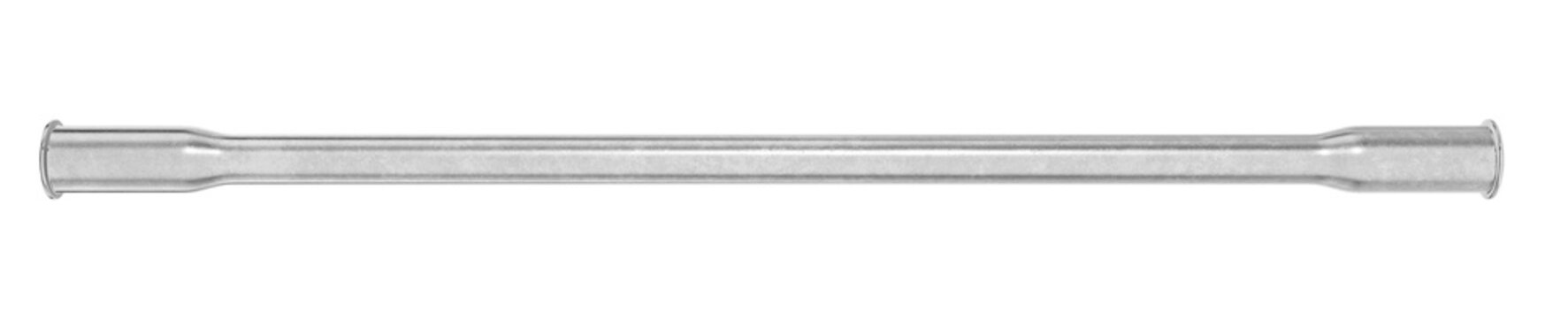 realistic 3d render of a galvanized steel pipe with flared ends. industrial metal tube component for construction or scaffolding. silver aluminum rod element isolated.