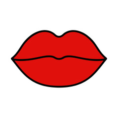 Obraz premium Red glossy lips vector icon.