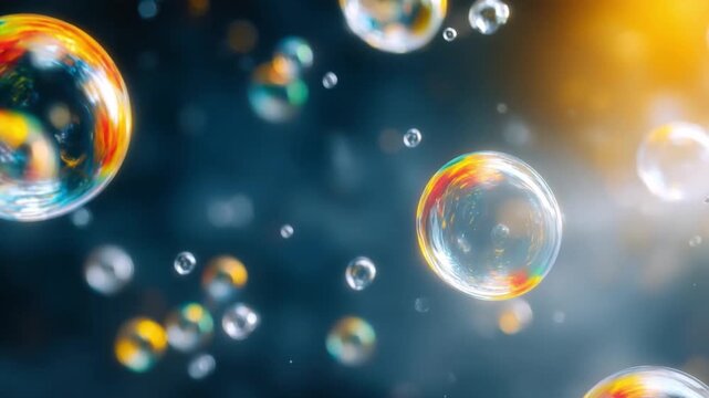 Floating Bubbles of Wonder: Capture the mesmerizing beauty of soap bubbles floating in the air. The image reveals delicate spheres reflecting light and colors, creating an abstract and dreamy effect.