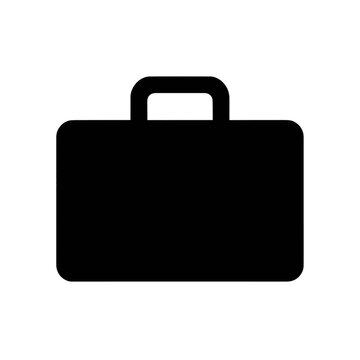 White outline briefcase vector icon.