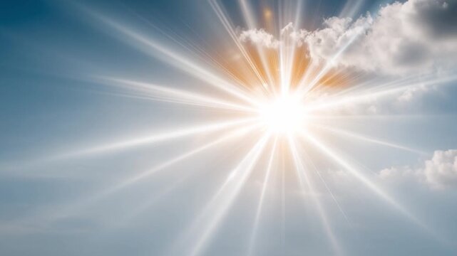 Radiant Sky Burst: Capturing the sun in all its glory, with beams of light spreading across the sky, highlighting its powerful energy.