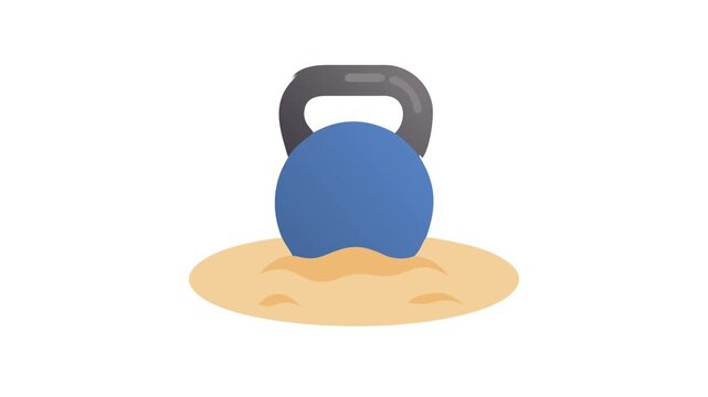  Sand Kettlebell for Strength Training. Design of Fitness and Gym Icons.