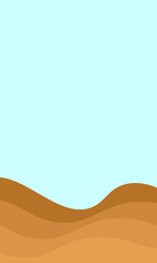 Abstract earthy landscape with layered brown hills and a light blue sky, creating a warm minimal background inspired by natural terrain.
