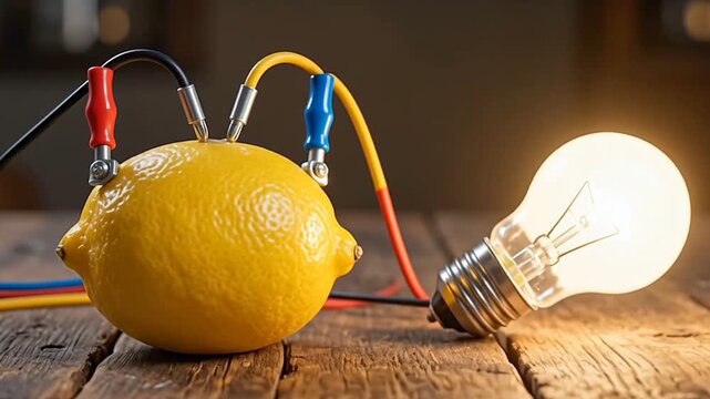 Surreal Lemon Battery Experiment Powering a Glowing Light Bulb
