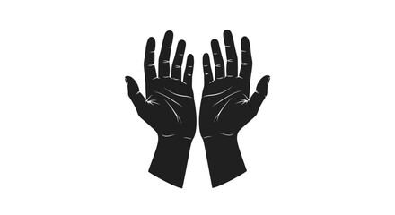 Obraz premium Black silhouette of two hands raised in the air.