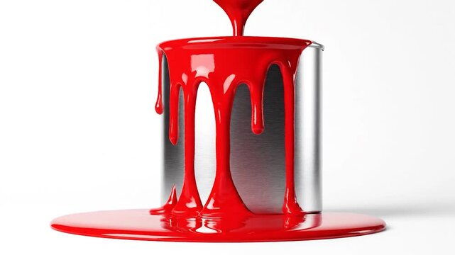 Red Paint Overflowing - A Vibrant and Messy Display of Color.