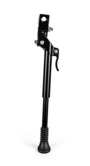 Fototapeta premium Black bicycle kickstand isolated on white background, studio shot.
