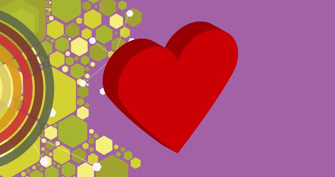 Retro 70s Background animation with Heart. Groovy Valentine's Day. 1970s art video. Minimalistic Vintage design, old-fashioned color artwork.