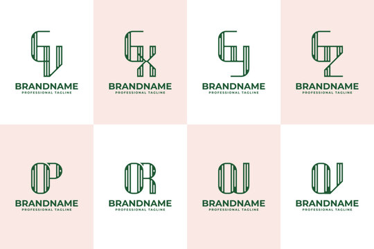 Letters GV GX GY GZ OP OR OU OV Stripe Logo, for VG XG YX ZG PO RO UO VO Initials